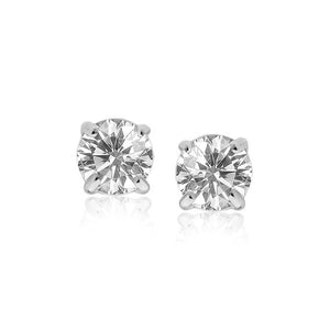 Sterling Silver 8.0mm Round CZ Stud Earrings