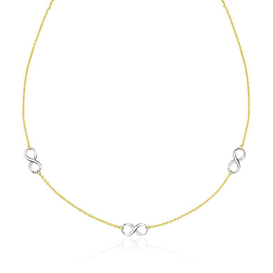 14k Two-Tone Gold Chain Necklace with Polished Infinity Stations