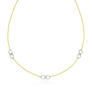 14k Two-Tone Gold Chain Necklace with Polished Infinity Stations