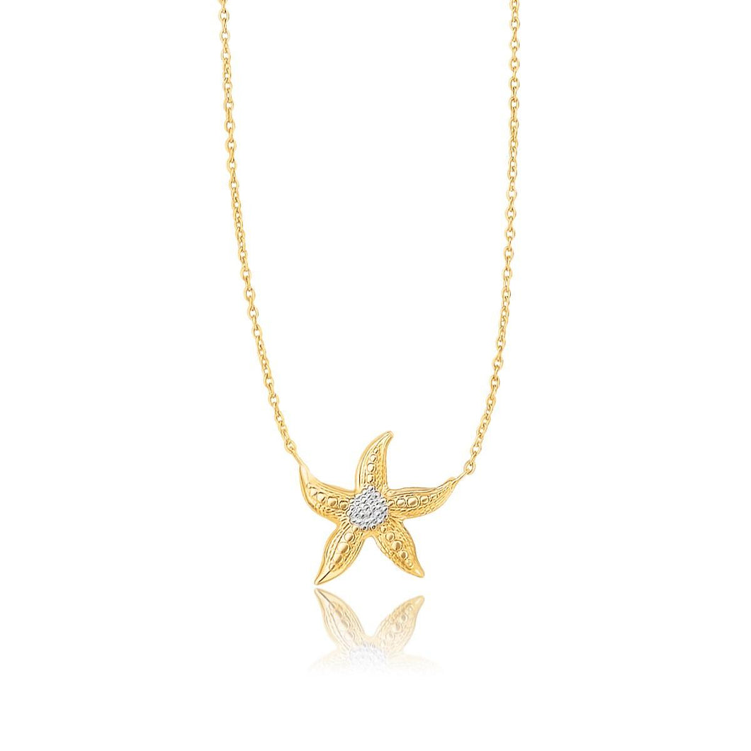 14k Two-Tone Gold Sea Life Starfish Necklace