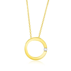 14k Yellow Gold Diamond Embellished Open Circle Pendant