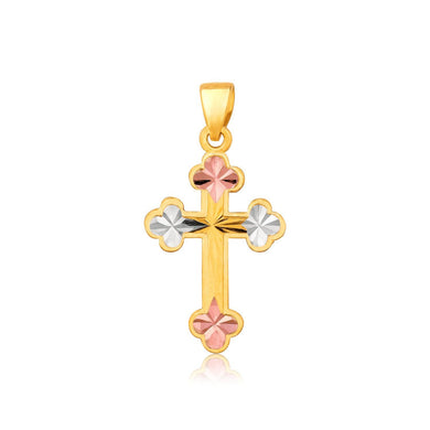 14k Tri Color Gold Cross Pendant