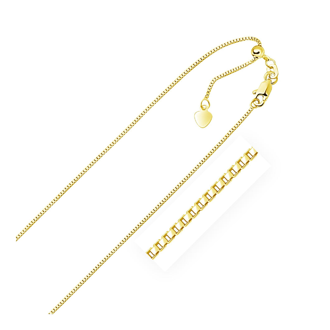 14k Yellow Gold Adjustable Box Chain 0.85mm