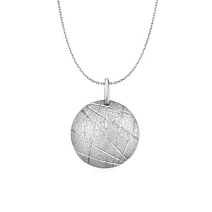 Textured Round Disc Pendant in Sterling Silver