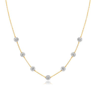 14k Yellow Gold Necklace with Crystal Embellished Sphere Stations