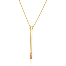 14k Tri-Tone Yellow,  White,  and Rose Gold Lariat Necklace