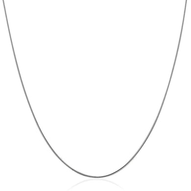 Sterling Silver Round Omega Style Chain Necklace with Rhodium Plating (1.25mm)