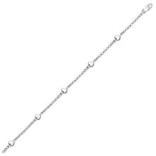 14k White Gold Rolo Chain Bracelet with Puffed Heart Stations