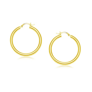 14k Yellow Gold Polished Hoop Earrings (25 mm)