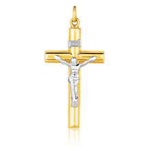 14k Two Tone Gold Cross Pendant