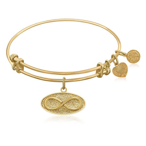 Expandable Bangle in Yellow Tone Brass with Infinity Unlimited Symbol