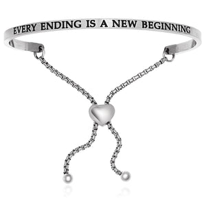 Stainless Steel Every Ending Is A New Beginning Adjustable Bracelet