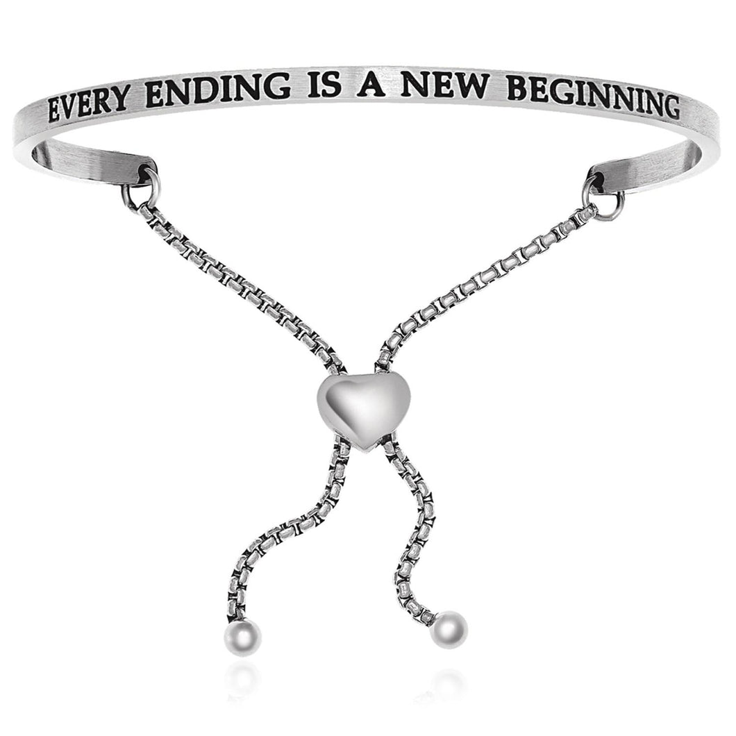 Stainless Steel Every Ending Is A New Beginning Adjustable Bracelet