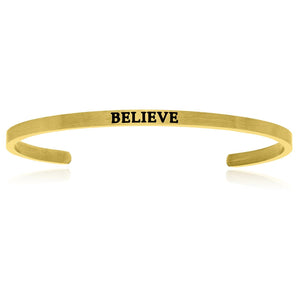 Yellow Stainless Steel Believe Cuff Bracelet