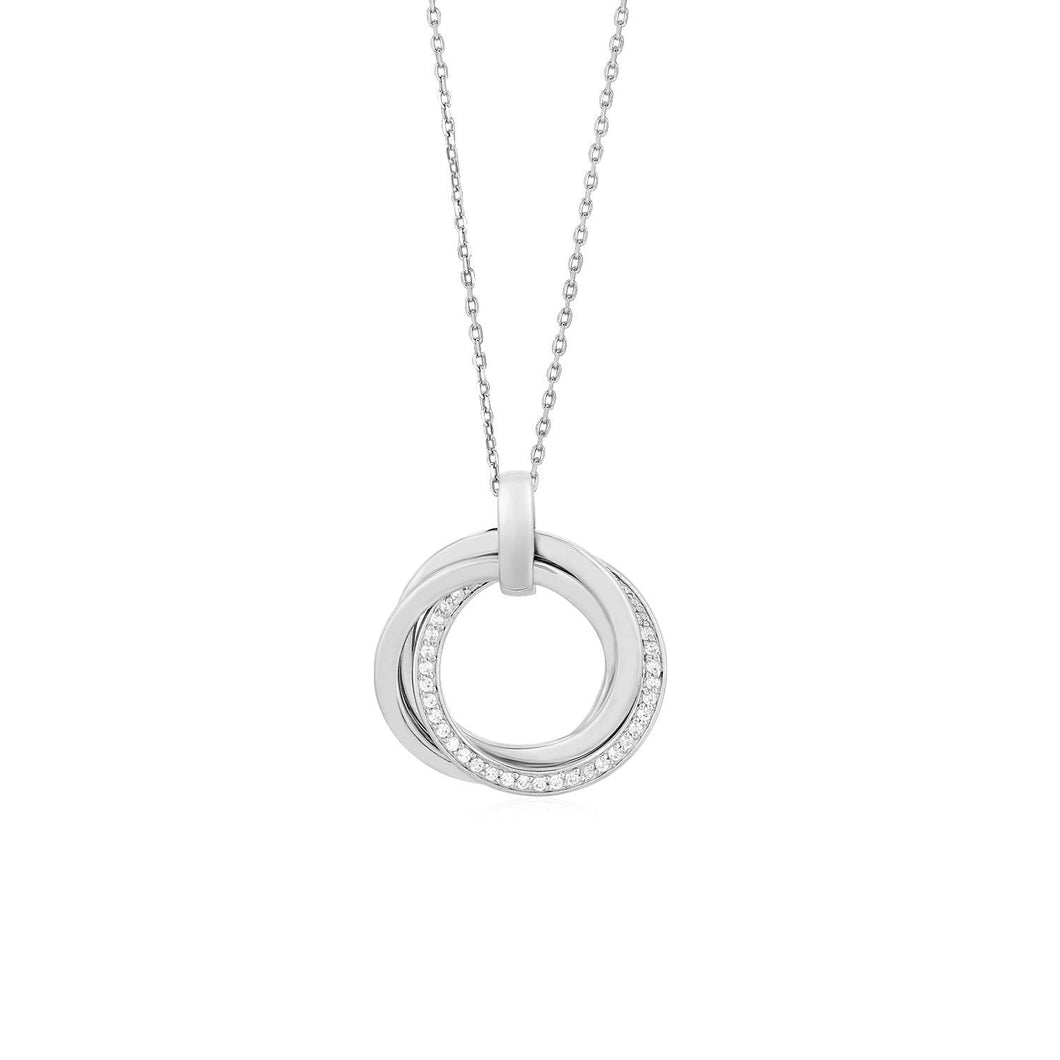 Interlocking Rings Pendant with Cubic Zirconia in Sterling Silver