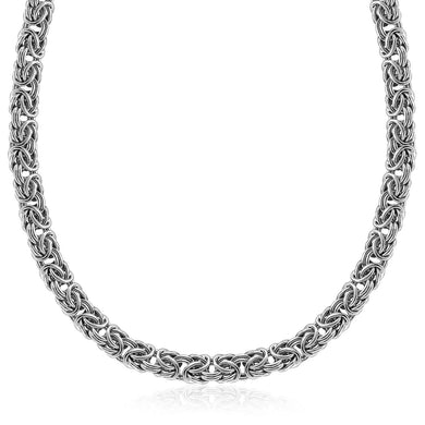 Sterling Silver Byzantine Chain Necklace with Rhodium Plating