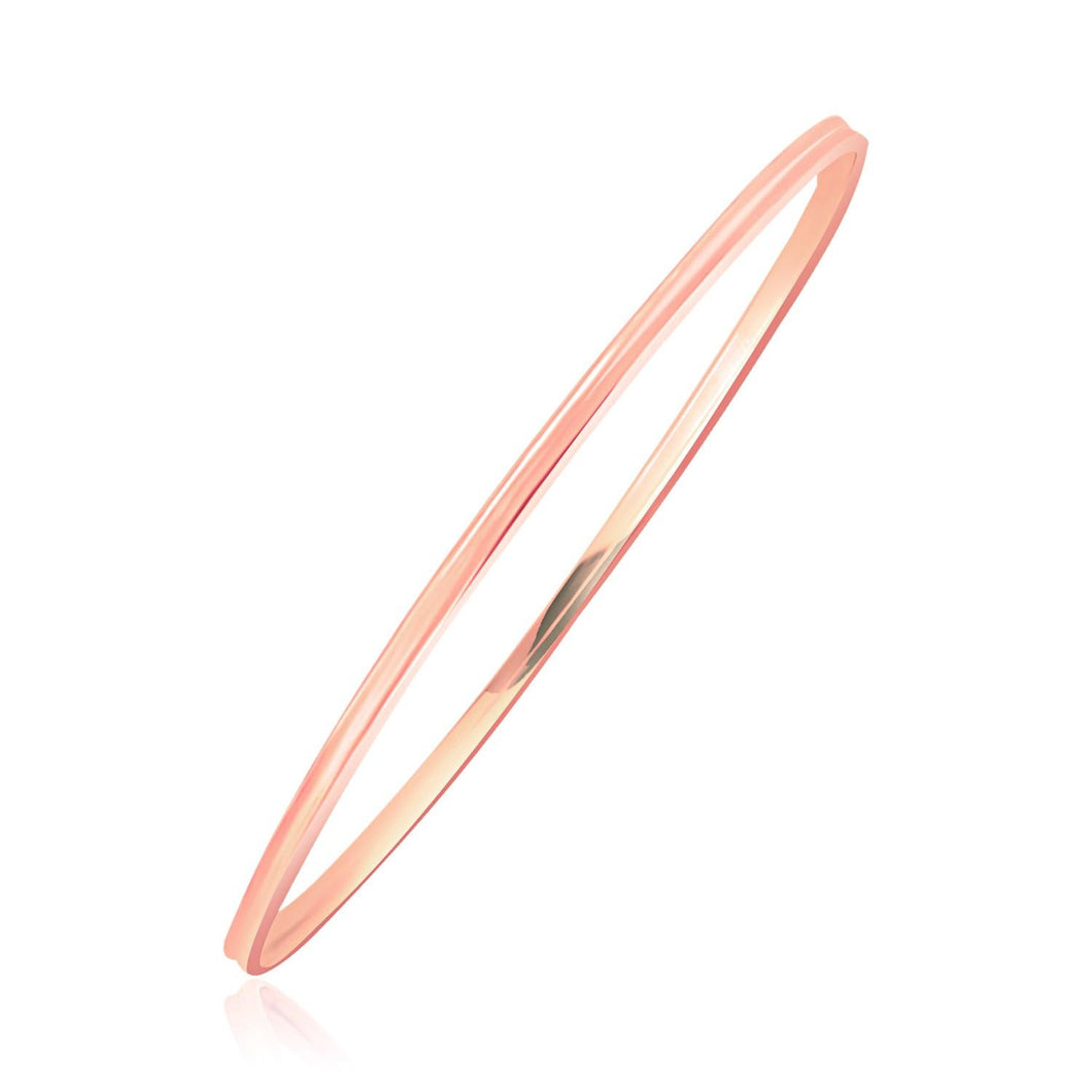 14k Rose Gold Concave Motif Thin  Stackable Bangle