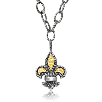 Sterling Silver & 18k Yellow Gold Fleur De List Pendant