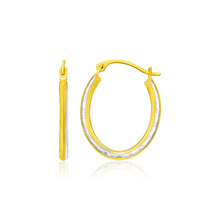 14k Two-Tone Gold Oval Shape Hoop Earrings