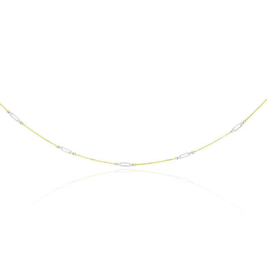 14k Two-Tone Gold Long Open Oval Station Chain Necklace