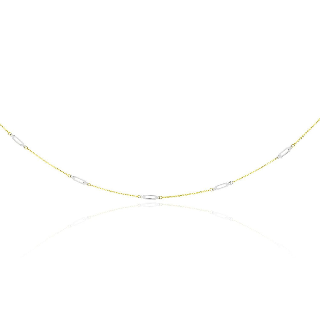 14k Two-Tone Gold Long Open Oval Station Chain Necklace