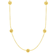 Station Necklace with Polished Love Knots in 14k Yellow Gold