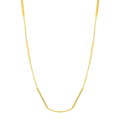 Choker Necklace with Shiny Bar Details in 14k Yellow Gold