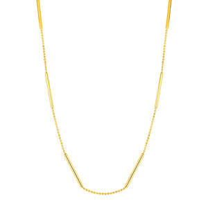 Choker Necklace with Shiny Bar Details in 14k Yellow Gold