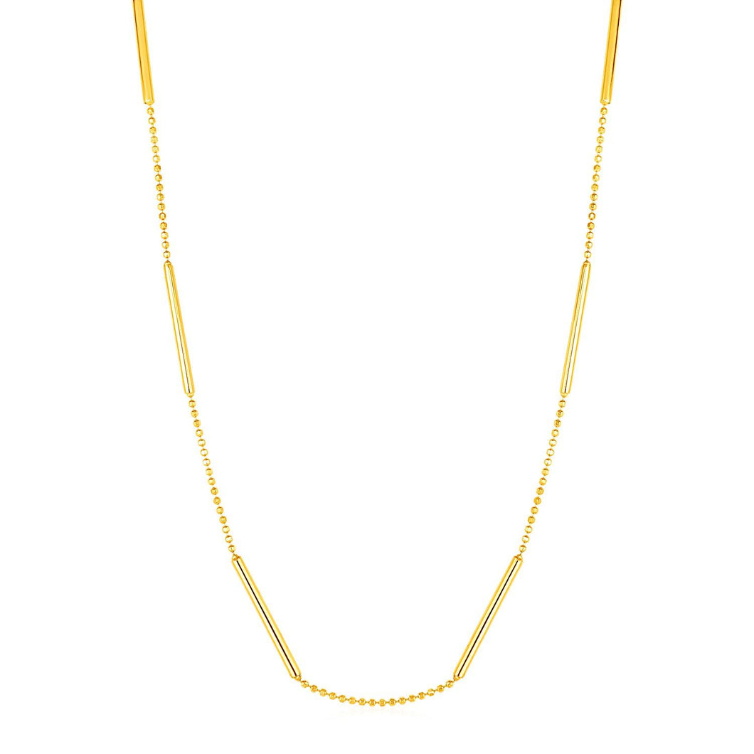 Choker Necklace with Shiny Bar Details in 14k Yellow Gold