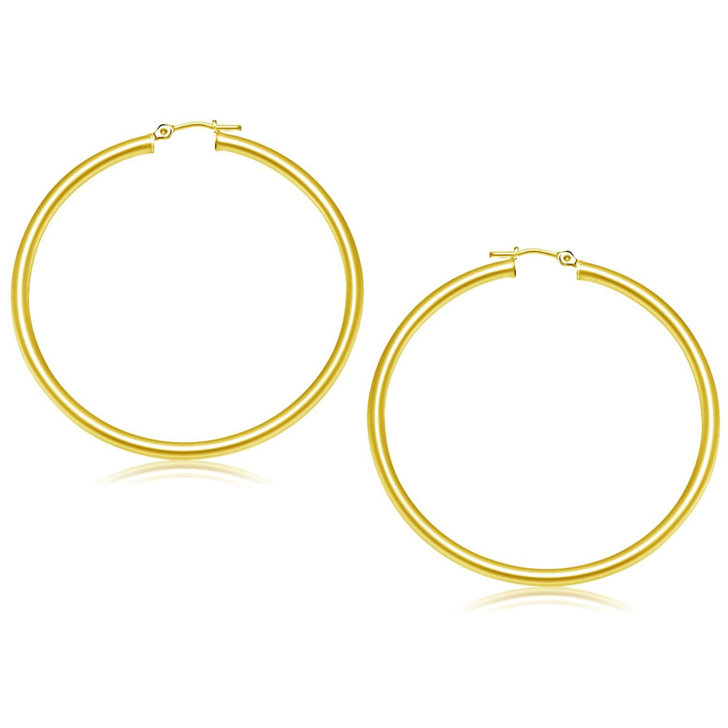 14k Yellow Gold Polished Hoop Earrings (50 mm)