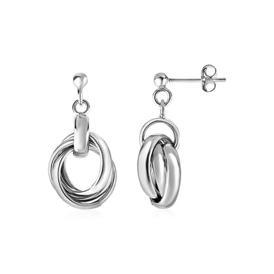 Polished Love Knot Drop Earrings in Sterling Silver