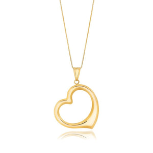 14k Yellow Gold Floating Heart Drop Pendant