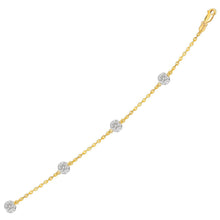 14k Yellow Gold Bracelet with Crystal Studded Ball Stations