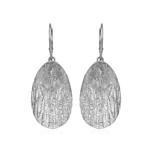 Textured Oval Earrings with White Finish in Sterling Silver