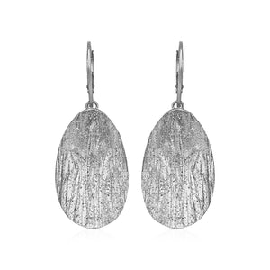 Textured Oval Earrings with White Finish in Sterling Silver