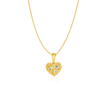 Filigree Style Reversible Heart Pendant in 14k Yellow Gold