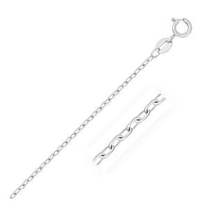 14k White Gold Faceted Cable Link Chain 1.3mm