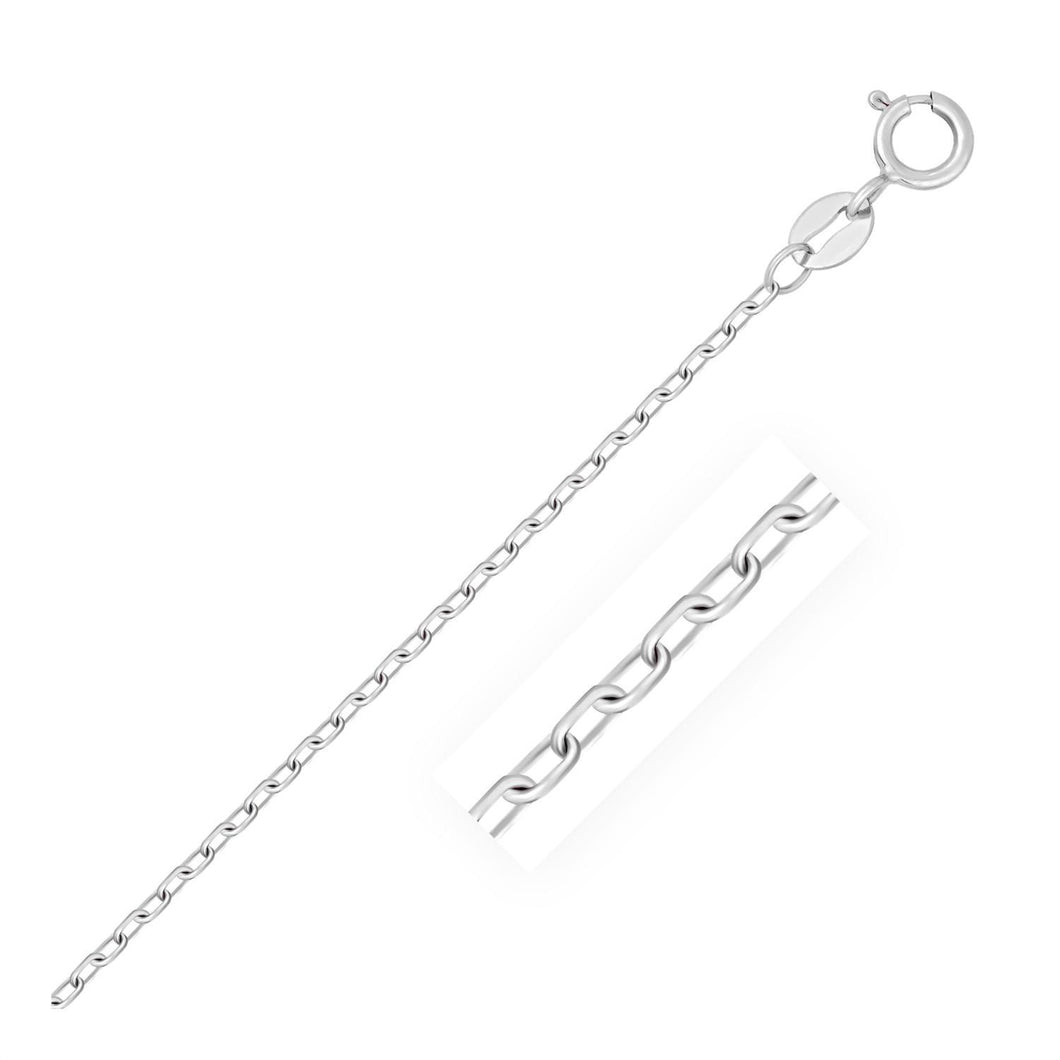 14k White Gold Faceted Cable Link Chain 1.3mm