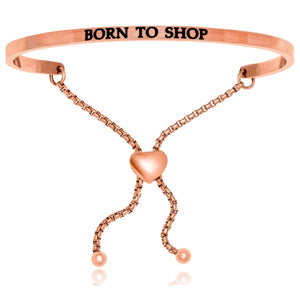 Pink Stainless Steel Born To Shop Adjustable Bracelet