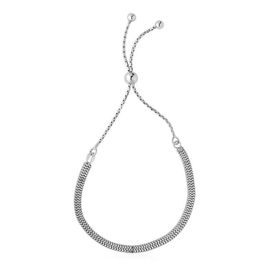 Adjustable Box Chain Style Draw String Bracelet in Sterling Silver