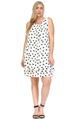 Women's Plus Size Polka Dot Double Layer Dress