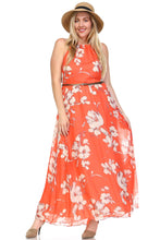SLNY Belted Floral Maxi Dress