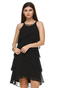 SLNY Ruffled Chiffon Dress