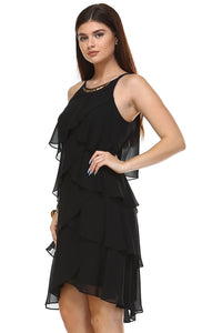 SLNY Ruffled Chiffon Dress