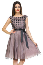 SLNY A-Line Waist Tie Tulle Dress