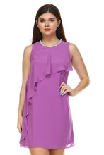 SLNY Petite Beaded Neckline Chiffon Dress