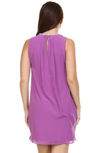SLNY Petite Beaded Neckline Chiffon Dress