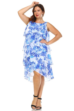 SLNY Plus Layered Chiffon Dress