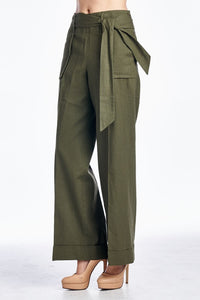 Larry Levine Pant with Waist Tie