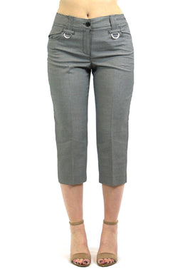 Women's Larry Levine Slim Leg Plaid Print Capris